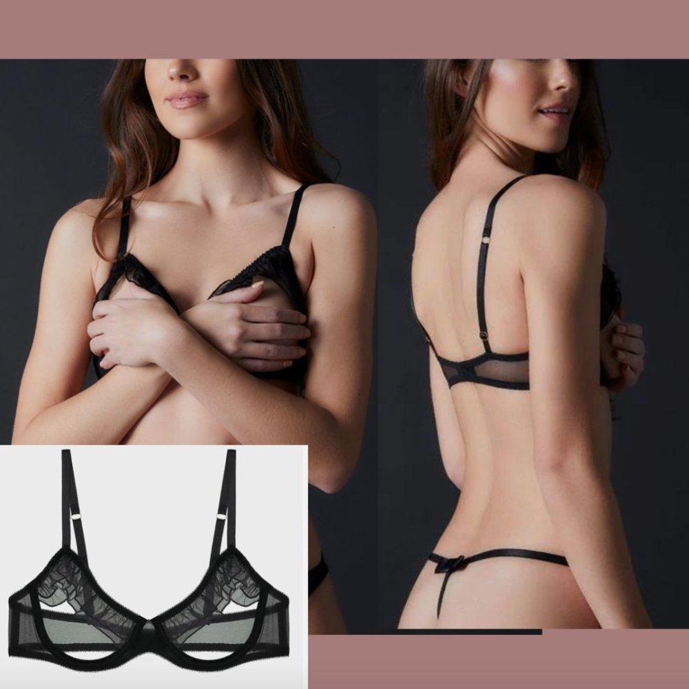 NEW $98‎ JOURNELLE [ XS ] Odette Open Cup Underwire Bra in Black #5830
